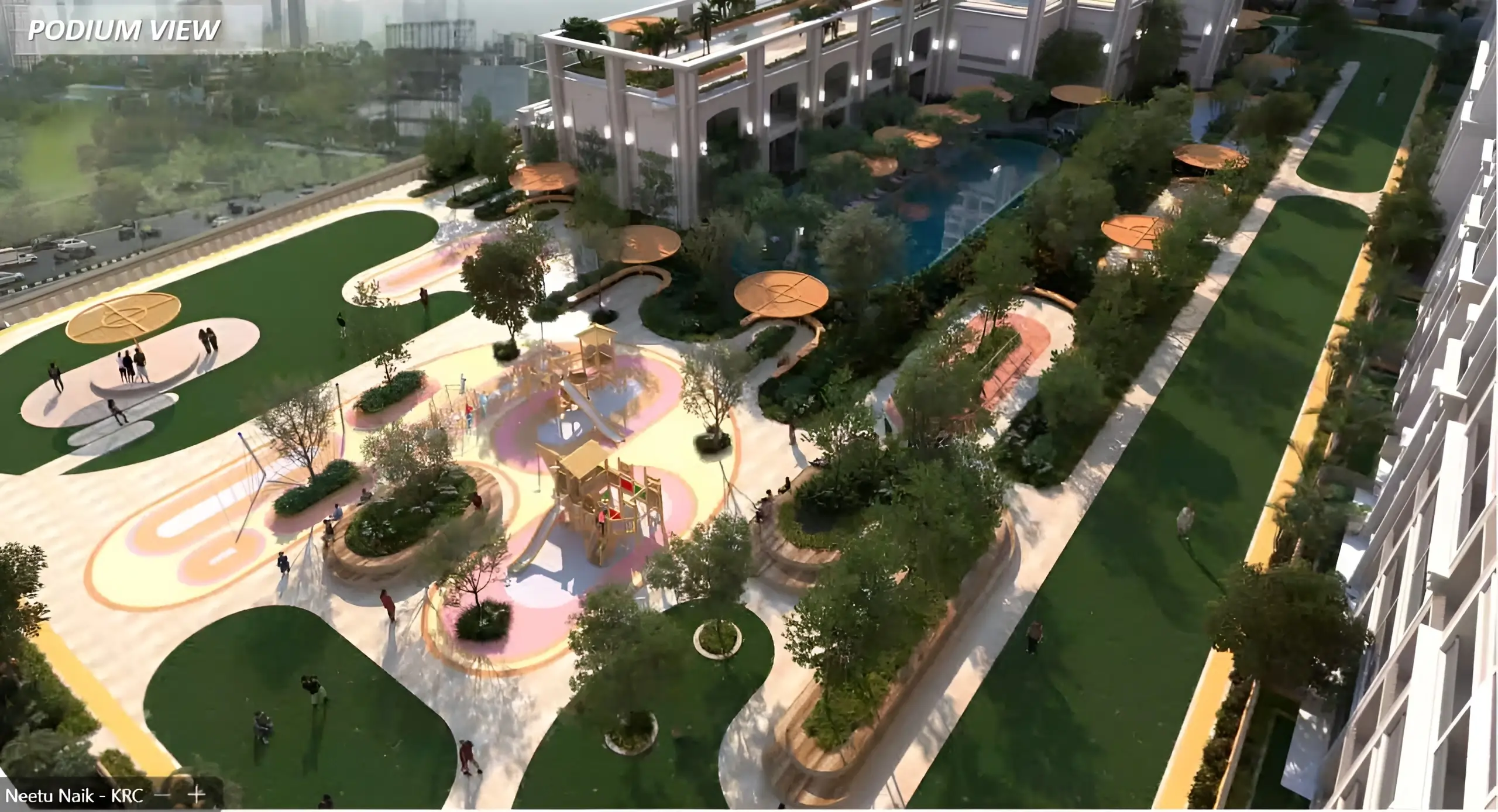 Ultra-luxury living room and dining area opening to panoramic balcony deck